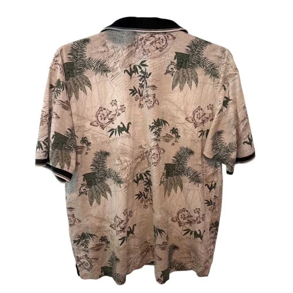 Keeler Bay Men's Tropical Print Polo‎ Shirt Size Large Short Sleeve Resortwear